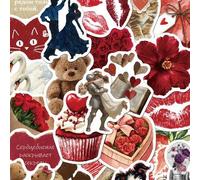 Shein 60 piezas Pegatinas Retro con Diseño de Corazón, Regalo de Decoración de Dibujos Animados para Álbum de Recortes, Portátil, Equipaje, Guitarra, Funda