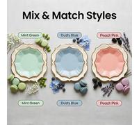 Shein 60 piezas Platos de papel desechables rosa y blanco, platos de postre rosa de 7 pulgadas y platos blancos de 9 pulgadas con borde dorado, adecuados pa