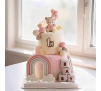Shein 7 piezas o 1 pieza Decoración de oso rosa, Decoraciones para tartas con tema de oso, Decoraciones para tartas de cumpleaños rosas, Decoraciones para t