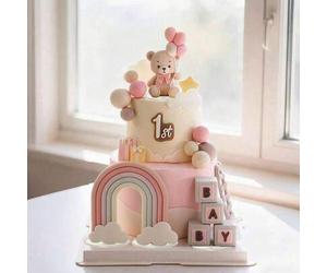 Shein 7 piezas o 1 pieza Decoración de oso rosa, Decoraciones para tartas con tema de oso, Decoraciones para tartas de cumpleaños rosas, Decoraciones para t
