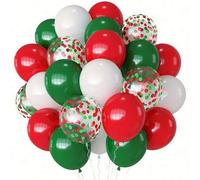 Shein 72 piezas Globos de Feliz Navidad, globos de 12 pulgadas y 10 pulgadas en rojo, verde y blanco, globos de papel de aluminio con lentejuelas, decoració
