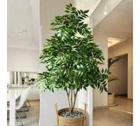 Shein 76/140cm Árbol de Banyan Tropical Falso, Ramas de Bambú del Sur Grandes Simuladas, Palmera de Plástico, Planta Pintada de Plástico; Árbol de Ficus Ver