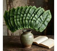 Shein 8/4/1 pieza Hoja de roble de plástico hecha a mano, hoja de plátano artificial, rama de palma de plátano, decoración de planta verde realista para el