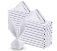Shein 8 piezas/4 piezas Servilletas de satén blanco - Servilletas de tela de 30x30cm, Juego de servilletas de satén cuadradas - Suaves y reutilizables, idea