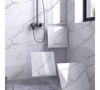 Shein 8 piezas de 30cm*30cm 0.7㎡ Papel tapiz de cerámica con patrón de mármol liso, revestimiento de pared impermeable y a prueba de humedad, paneles de par