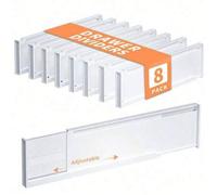Shein 8 piezas Divisores de cajón, Divisores de cajón ajustables de acero inoxidable para ropa, Organizador de cajón de cocina expandible, Divisores de toca