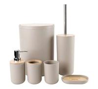 Shein 8 piezas Juego de accesorios de baño de lujo, incluye dispensador de jabón, jabonera, soporte para cepillo de inodoro, soporte para cepillo de dientes