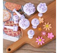 Shein 8 piezas Molde de pastel con flores de ciruelo y margaritas, sello para galletas, herramientas de decoración para hornear