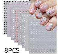 Shein 8 piezas Pegatinas de arte de uñas en miniatura de estrella metálica dorada y plateada, 8 tamaños diferentes de pegatinas de estrella 3D autoadhesivas