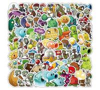 Shein 80 PIEZAS Pegatinas de Plantas vs Zombies, diseños de Lanzaguisantes, Girasol y Zombie Futbolista, calcomanías de vinilo precisas del juego para diari