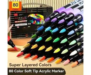 Shein 80 piezas/Set Bolígrafos acrílicos de alto brillo, bolígrafos de gel, marcadores de colores de gran capacidad y secado rápido, regreso a la escuela, s
