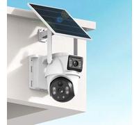 Shein 8MP doble lente doble pantalla cámara de casa PTZ alimentada por energía solar con cobertura de 355 ° 2.4G WiFi reconocimiento de la persona bidirecci