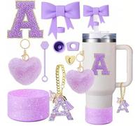 Shein 9 piezas Accesorios de decoración para taza, tapa de pajita de 8-9mm, botas de silicona compatibles con taza de 30 40 oz, regalo de Navidad para niña,