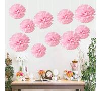 Shein 9 piezas de bolas de flores de papel rosa, decoraciones colgantes adecuadas para bodas, cumpleaños, despedidas de soltera, baby showers, Navidad y otr
