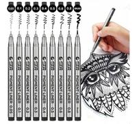 Shein 9 piezas de bolígrafos de punta micro negra: ¡Ideales para dibujo, ilustración y a prueba de agua! Bolígrafos de línea fina para bocetos de arte, mang