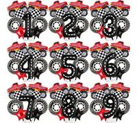 Shein 9 piezas Decoraciones de fiesta de camión, globos de número de aluminio para camión de 1-9 cumpleaños, suministros para fiesta con tema de carreras de