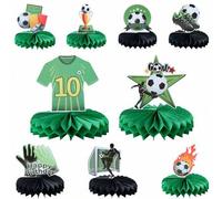 Shein 9 piezas Decoraciones de papel de panal con tema de fútbol, decoración de mesa para fiesta deportiva de fútbol, adecuado para cumpleaños de niños, bab