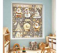 Shein 9 piezas Decoraciones Navideñas Papá Noel Copo de Nieve Pegatinas de Vidrio para Ventana Pegatinas Estáticas de Copo de Nieve y Reno Navideño