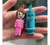 Shein Abridor de ampollas con forma de jeringa y cortador de goma - Herramienta para romper botellas de vidrio con llavero, diseño portátil para médicos, en
