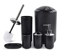 Shein Accesorios de baño - Juego de regalo de 6 piezas que incluye: portacepillos de dientes de plástico, vaso para cepillo de dientes, dispensador y plato