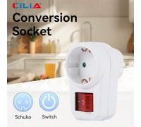 Shein Adaptador de corriente blanco con interruptor, toma de corriente con disyuntor, toma de corriente con interruptor, interruptor con enchufe, adecuado p