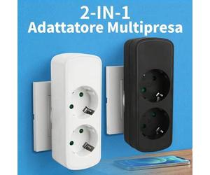 Shein Adaptador de enchufe 2 en 1 para la UE, regleta de enchufes Schuko de 250V, alargador de pared portátil con doble toma de corriente para el hogar, la