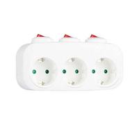 Shein Adaptador de enchufe Schuko de 3 vías con interruptores individuales, alargador de toma de pared de 16A 250V con múltiples enchufes, regleta de salida