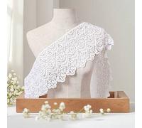 Shein Adorno de encaje 3D hueco floral, de 6.7 pulgadas de ancho, bordado exquisito, estilo elegante vintage, 5/3/1 yardas en blanco, apto para DIY en ropa,