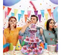 Shein Adornos para Pastel de K-Pop Demon, Decoraciones para Fiestas, Soporte para Pastel y Estante de Exhibición, Adecuado para Fiestas de Cumpleaños de Niñ