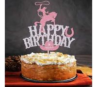 Shein Adornos para pastel de vaquera, adorno decorativo para pastel de feliz cumpleaños, decoración de pastel con temática vaquera occidental, suministros p