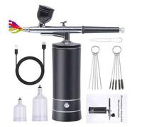 Shein Aerógrafo inalámbrico recargable portátil con compresor, pistola de pulverización de acción única para belleza facial, arte de uñas, manualidades y pi