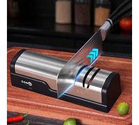 Shein Afilador de cuchillos eléctrico portátil recargable por USB profesional, afilador de ángulo ajustable a 20 grados para bordes rectos, para herramienta