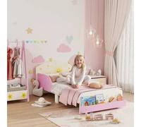 Shein AIYAPLAY Cama infantil 70x140 cm de Madera con Almacenaje Cama para Niños de +3 Años con Protección Anticaída Cabecero en Dibujos de Estrellas Carga 4