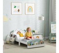 Shein AIYAPLAY Cama infantil 70x140 cm de Madera con Almacenaje Cama para Niños de +3 Años con Protección Anticaída Cabecero en Dibujo de León Carga 40 kg p