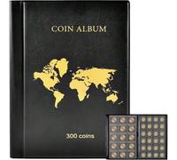 Shein Álbum portafolio para colección de monedas con 300 bolsillos, estuche de almacenamiento y exhibición con fundas protectoras organizador para monedas,