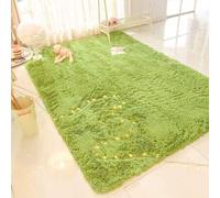Shein Alfombra de área grande y suave de estilo moderno, adecuada para dormitorio, sala de estar, dormitorio, decoración del hogar, de pelo esponjoso, verde