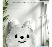 Shein Alfombra de baño de silicona con diseño de conejo - Alfombra de ducha antideslizante con cepillo para los pies, masaje exfoliante para los pies, elimi