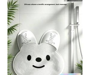 Shein Alfombra de baño de silicona con diseño de conejo - Alfombra de ducha antideslizante con cepillo para los pies, masaje exfoliante para los pies, elimi