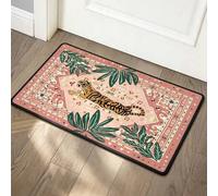 Shein Alfombra de estilo hippie, tapete de baño, alfombra decorativa de área, lana sintética rosa tropical, tapete de baño bohemio, alfombra pequeña para co