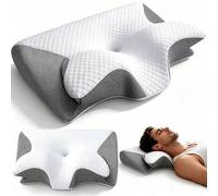 Shein Almohada Cervical, Almohada de Espuma de Memoria para Cuello y Hombros, Almohada Ergonómica de 2 Alturas, Almohada de Soporte para el Cuello, Almohada