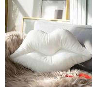 Shein Almohada con forma de labios de material de piel de conejo sintética, suave y adorable. Almohada decorativa con forma de labios perfecta para el Día d