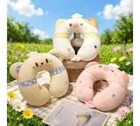 Shein Almohada de cuello con forma de animal, patrón suave y lindo, almohada en forma de U de espuma viscoelástica, reposacabezas para viaje, oficina, siest