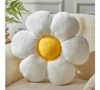 Shein Almohada decorativa del Día de San Valentín, suave y adorable almohada con flor de seis pétalos de piel de conejo sintética, perfecta para el dormitor