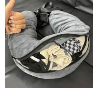 Shein Almohada en forma de U de bajo costo para aerolínea, se puede rellenar con ropa, portátil para viajes, almacenamiento para vuelos largos, funda de alm