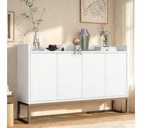 Shein Aparador, 120x30x80cm, espacio de almacenaje moderno, mueble de comedor con 4 puertas, cómoda con estantes regulables y patas de metal, para salón y c