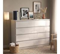 Shein Aparador Msutree de alto brillo con 8 cajones, mueble de almacenamiento moderno para sala de estar, dormitorio o pasillo, cómoda con amplio espacio de