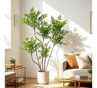 Shein Árbol artificial de Nandina grande de 75-140 cm, planta de Ficus artificial, rama de planta de Sumac falsa de plástico, árbol de laca falso, hojas de