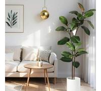 Shein Árbol de magnolia artificial de 3.6 pies, rama de magnolia artificial de otoño, rama de goma de ficus tropical artificial, hoja de ficus de tacto real