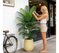 Shein Árbol de palma tropical artificial grande de 90-120cm, planta de coco falsa, hoja de palma mariposa de plástico, árbol de cicas artificial, hojas de m