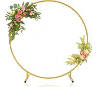 Shein Arco de corona dorada con un solo poste, decoración de accesorios con telón de fondo floral para la boda